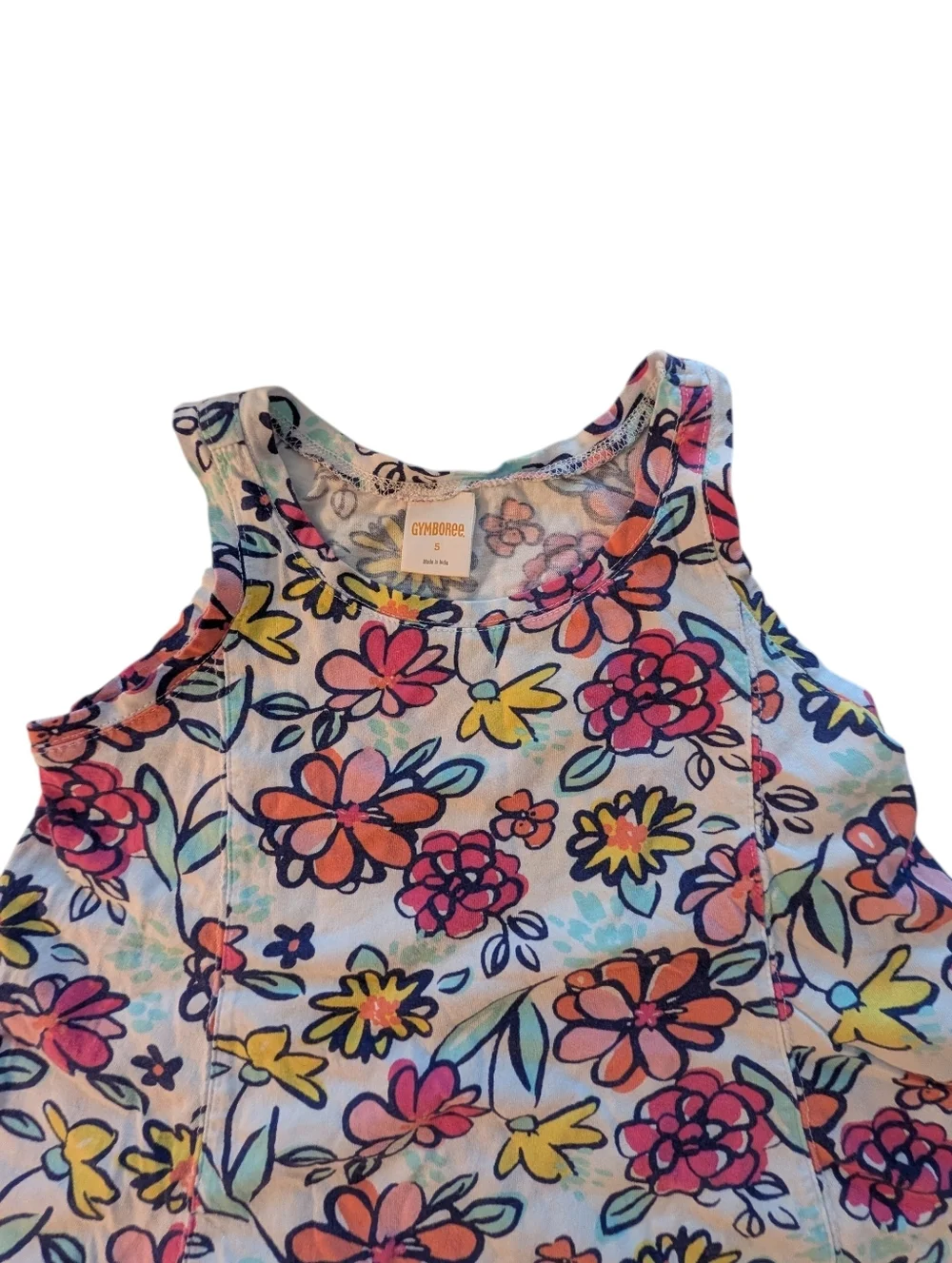 Gymboree Girls' Floral Top Sleeveless - Pink, Yellow & Green Cotton Size 5